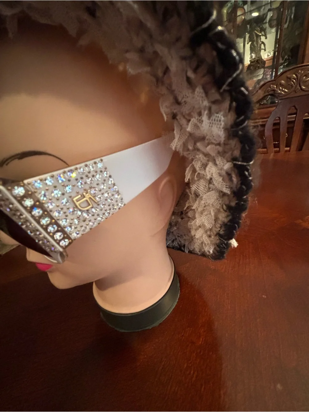 Beautiful White Crystal EK Sunglasses